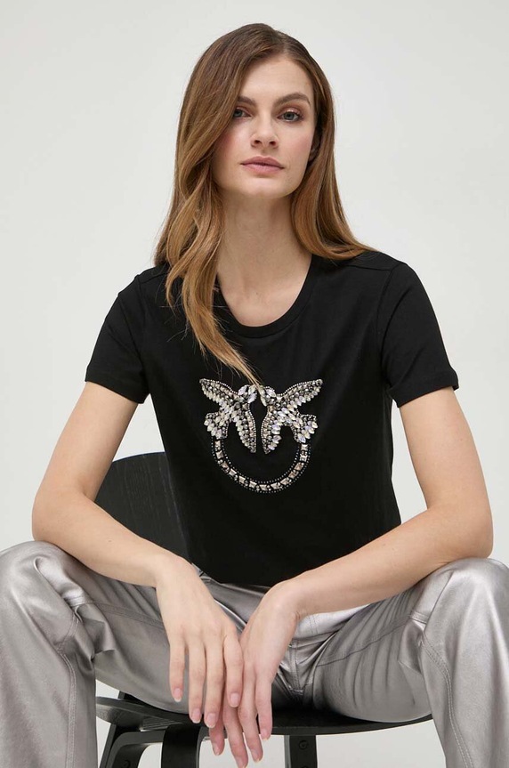 Pinko t-shirt bawełniany czarny 100535.A1R7