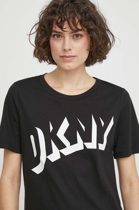 Bavlnené tričko Dkny potlač čierna D2A4A0AT