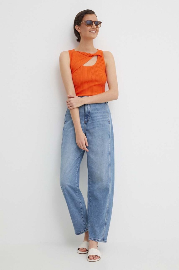 Dkny top P4BSAN40 pomarańczowy SS24