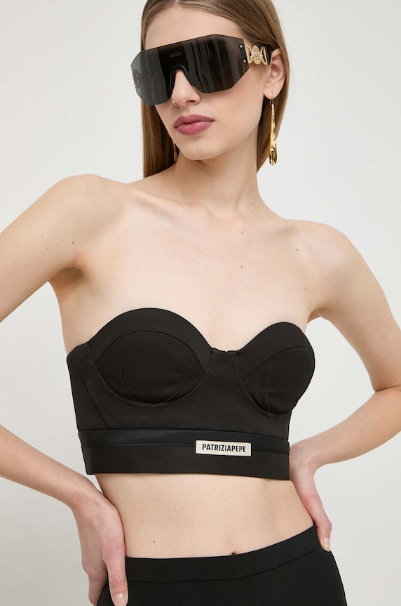 Patrizia Pepe top z elastanem czarny 8C0676.A375