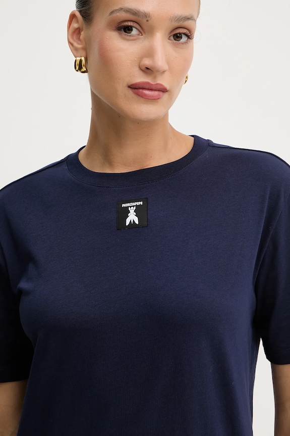 Βαμβακερό μπλουζάκι Patrizia Pepe σκούρο μπλε 8M1612.J089