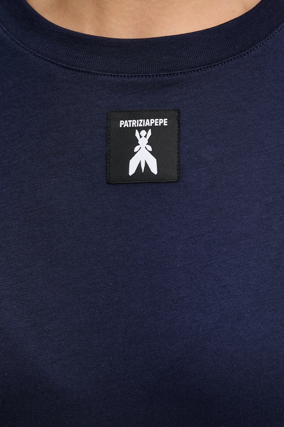 Βαμβακερό μπλουζάκι Patrizia Pepe 8M1612.J089 σκούρο μπλε