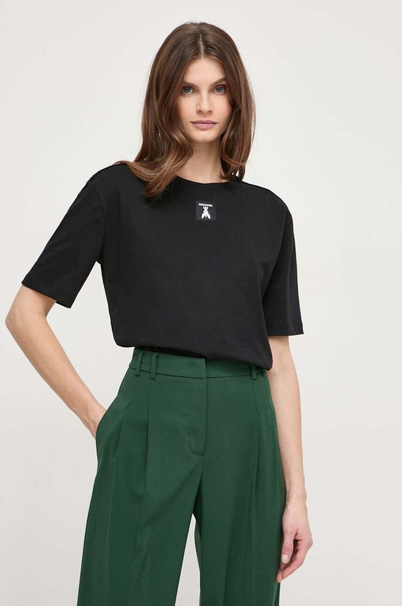 Patrizia Pepe t-shirt bawełniany aplikacja czarny 8M1612.J089