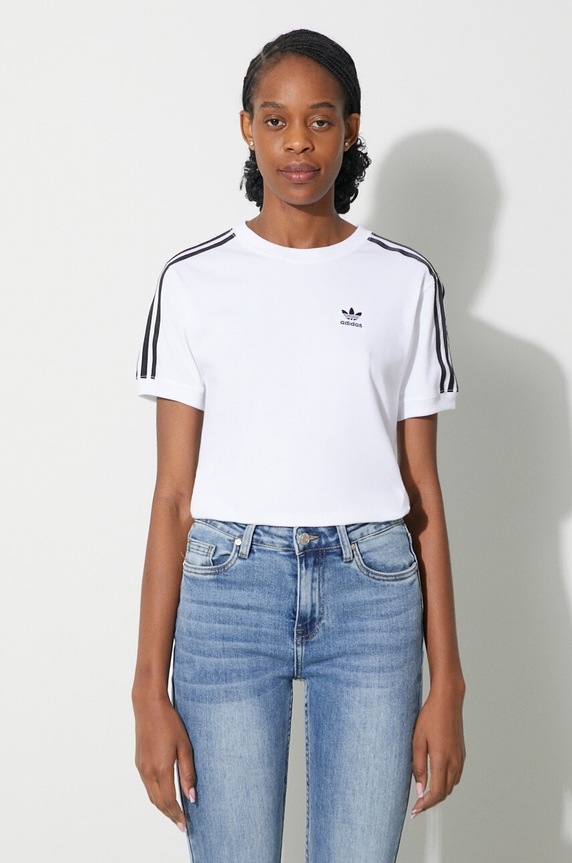 adidas Originals t-shirt 3-Stripes okrągły biały IR8051