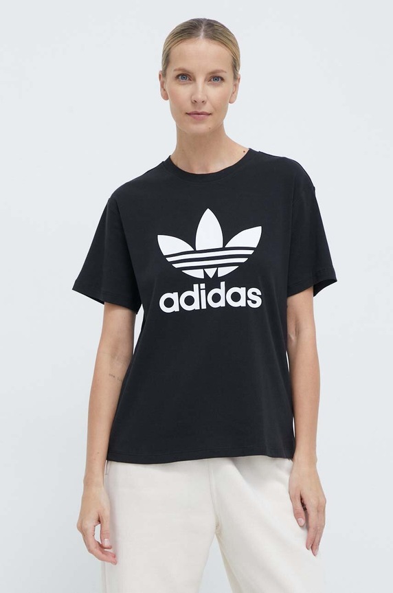 adidas Originals tricou Trefoil print negru IR9533