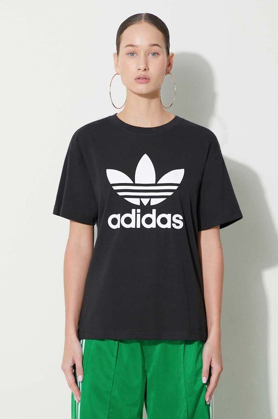 adidas Originals t-shirt Trefoil okrągły czarny IR9533