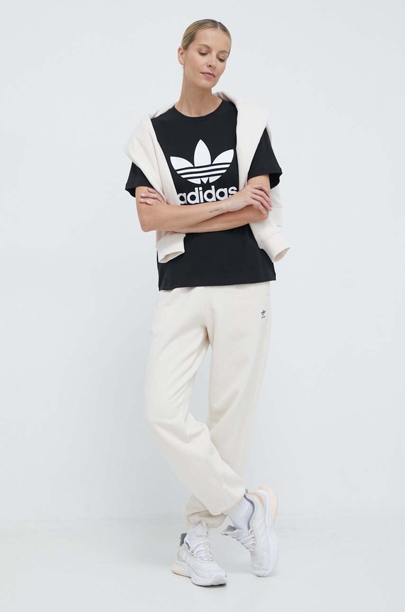 adidas Originals tricou Trefoil IR9533 negru SS24