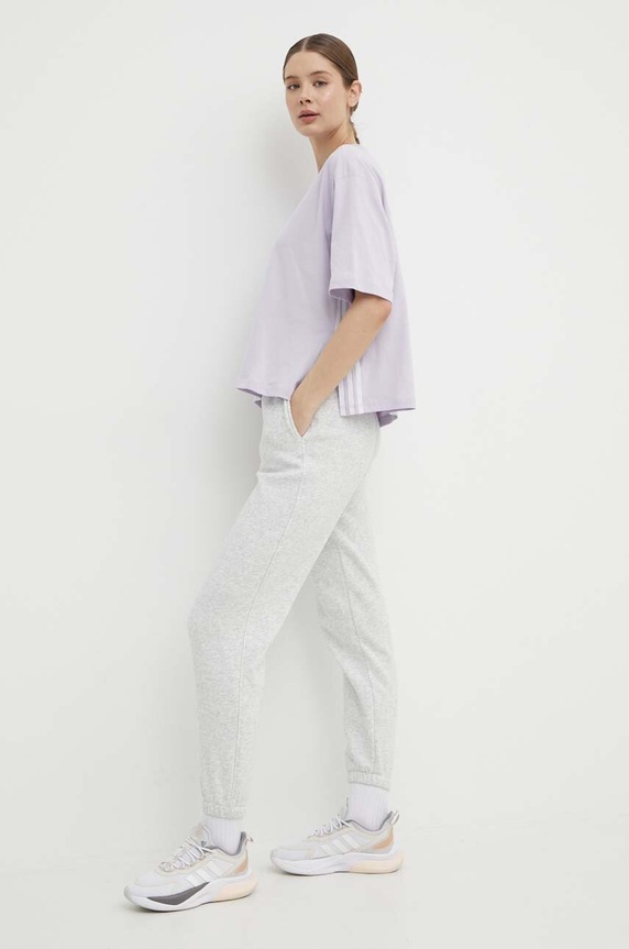 adidas t-shirt bawełniany IS0877 fioletowy SS24