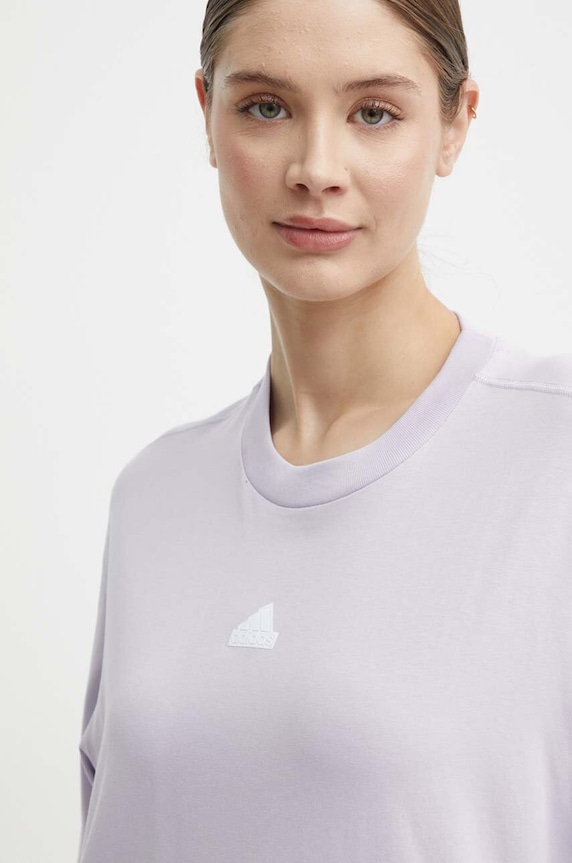adidas t-shirt bawełniany fioletowy IS0877