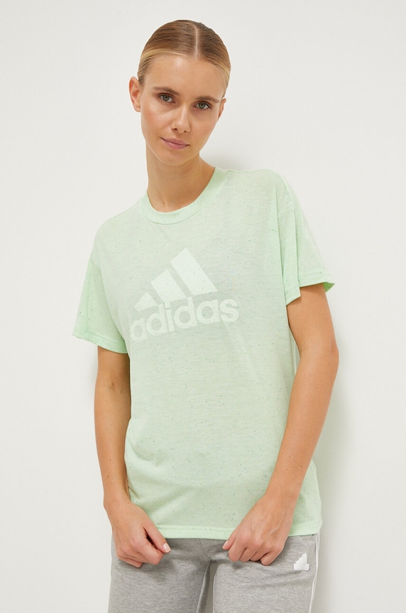 Tričko adidas melanž zelená IS3624