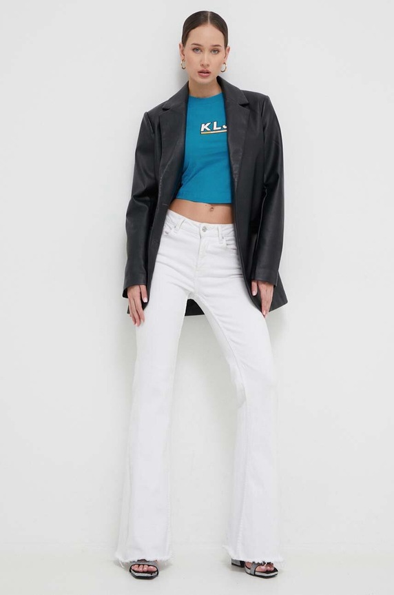 Bombažna kratka majica Karl Lagerfeld Jeans 240J1704 modra SS24
