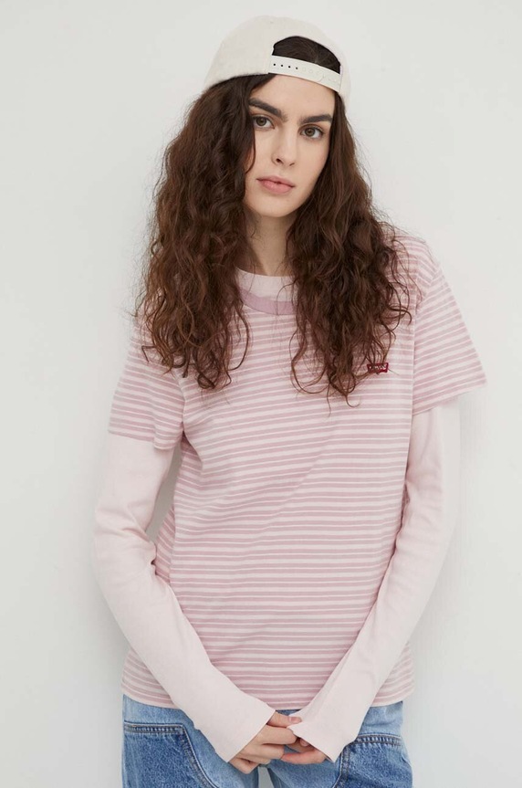 Bavlněné tričko Levi's regular růžová 39185