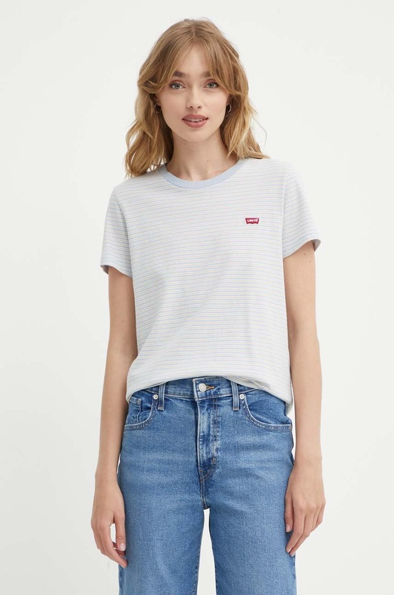Bavlněné tričko Levi's regular modrá 39185