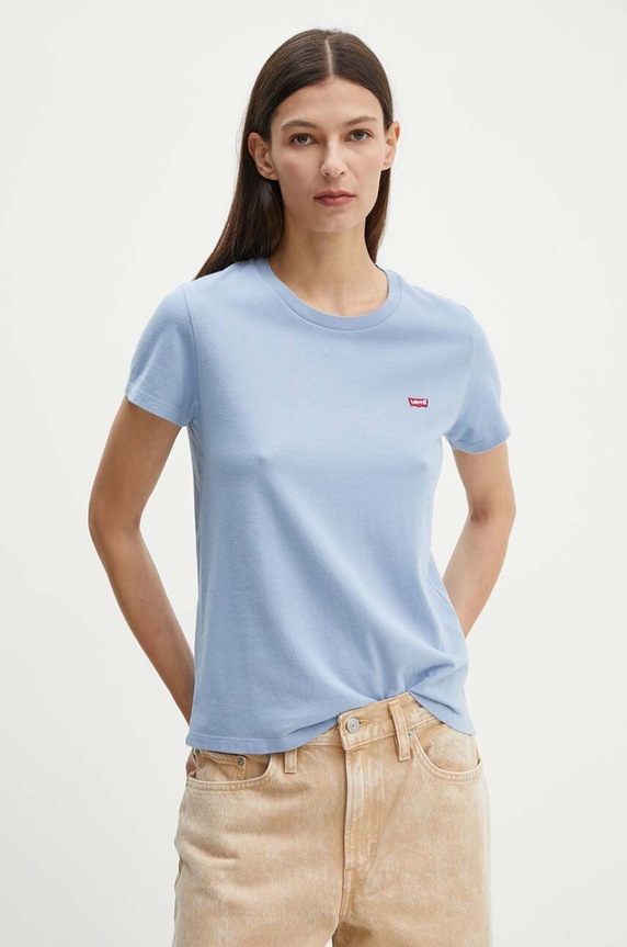 Bavlněné tričko Levi's regular modrá 39185