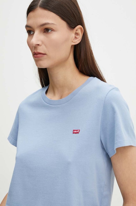 Bavlněné tričko Levi's modrá 39185