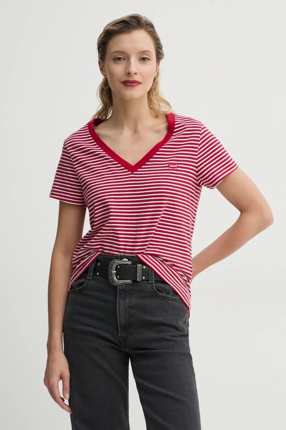 Βαμβακερό μπλουζάκι Levi's κόκκινο 85341