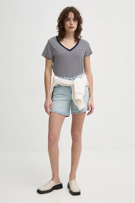 Bombažna kratka majica Levi's 85341 mornarsko modra AW25