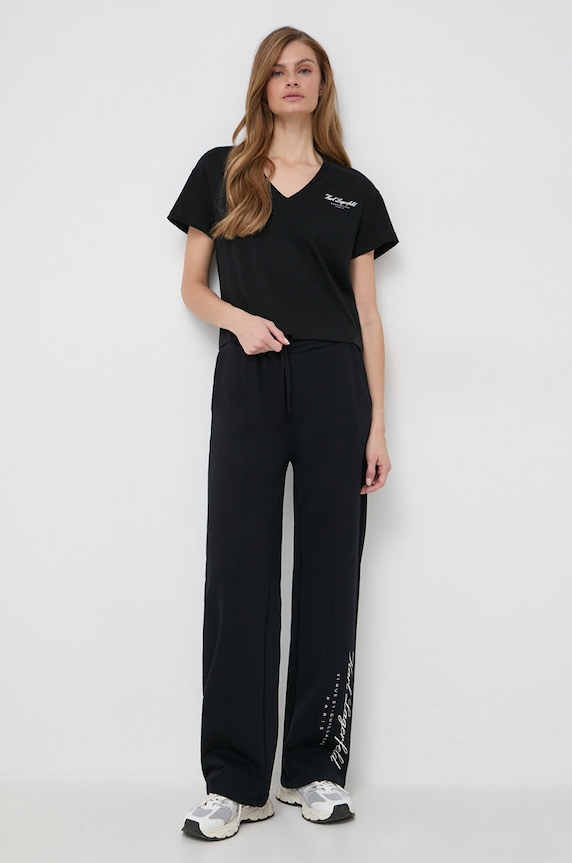 Bavlněné tričko Karl Lagerfeld 240W2170 černá SS24