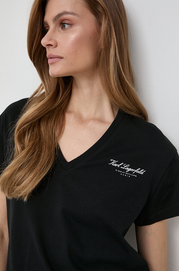 Bavlněné tričko Karl Lagerfeld černá 240W2170