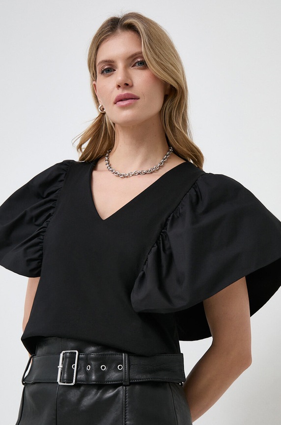 Karl Lagerfeld bluzka bawełniana bawełna czarny 240W1703