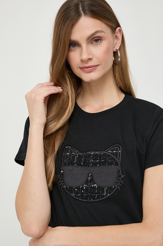 Karl Lagerfeld tricou din bumbac negru 240W1720