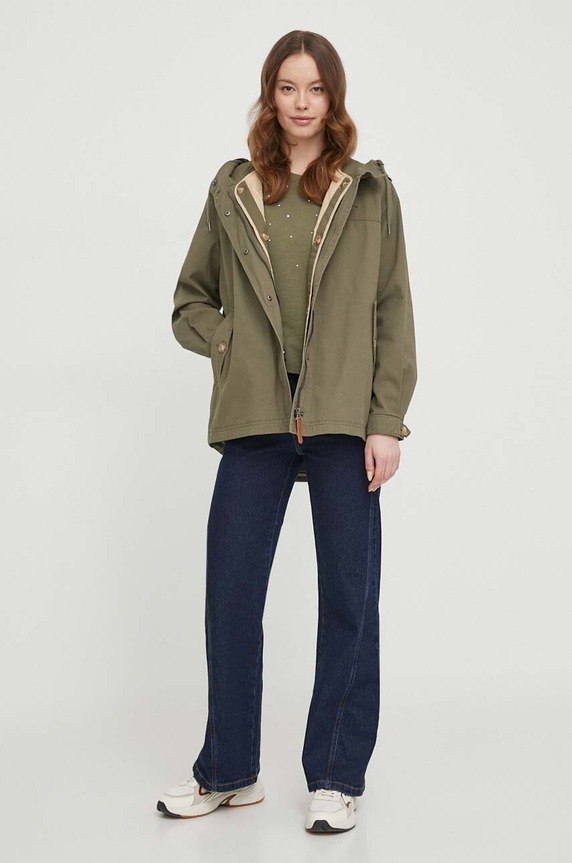 Βαμβακερό τοπ Pepe Jeans HEA PL505766 πράσινο SS24