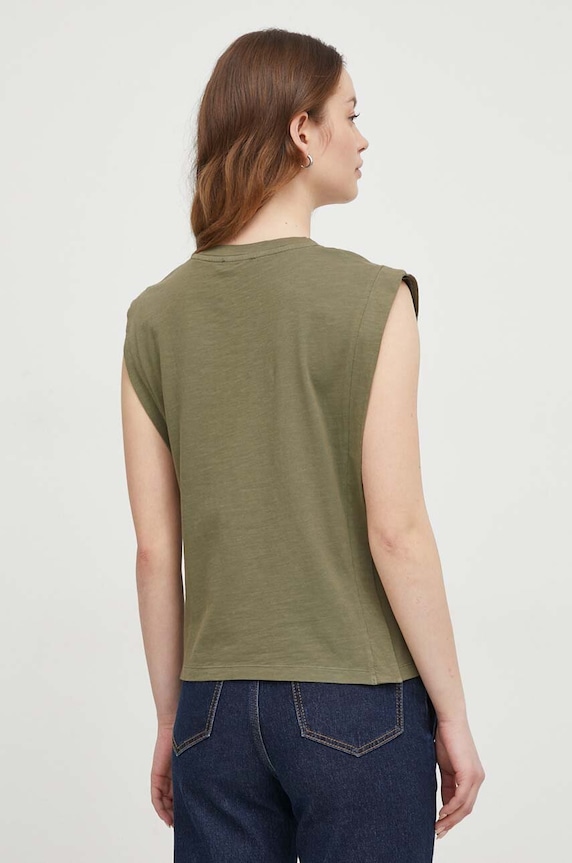 Ρούχα Βαμβακερό τοπ Pepe Jeans HEA PL505766 πράσινο