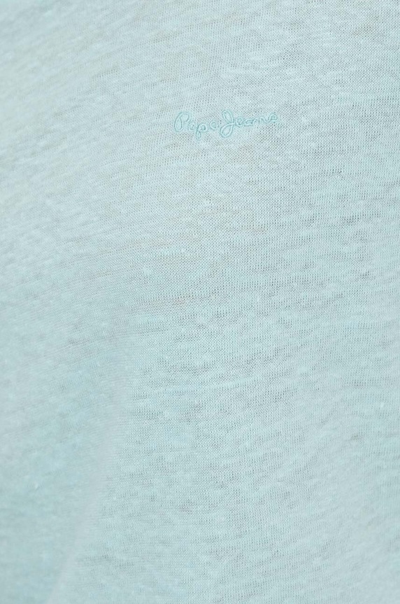 Pepe Jeans t-shirt lniany LILIAN PL505768 turkusowy