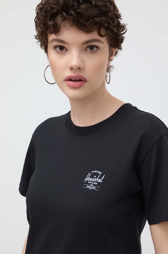Хлопковая футболка Herschel хлопок чёрный 50293.01149