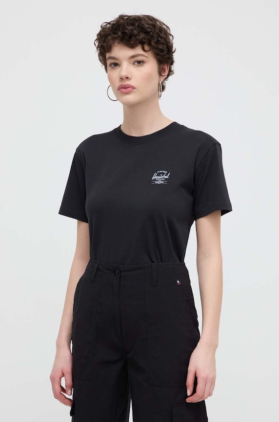Хлопковая футболка Herschel чёрный 50293.01149