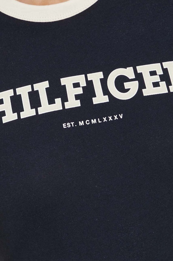 Bavlněné tričko Tommy Hilfiger námořnická modř WW0WW41208