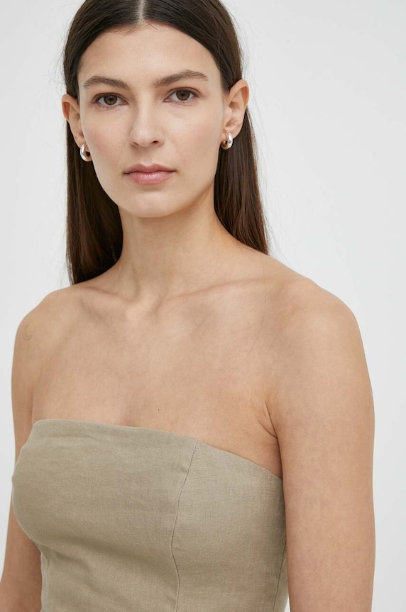 Samsoe Samsoe top lniany SAELYNN F24100098 beżowy