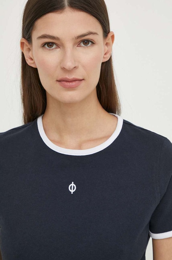 Samsoe pamut póló SALIA sötétkék F24100088