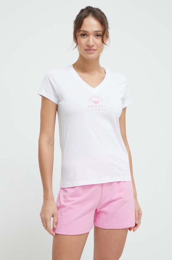 Emporio Armani Underwear t-shirt bawełniany lounge nadruk biały 164722.4R227