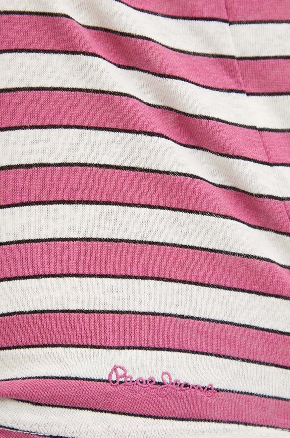Tričko s prímesou ľanu Pepe Jeans KHLOE PL505835 ružová
