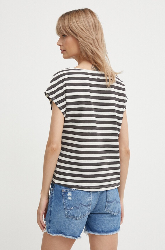 Oblečenie Tričko s prímesou ľanu Pepe Jeans KHLOE PL505835 sivá