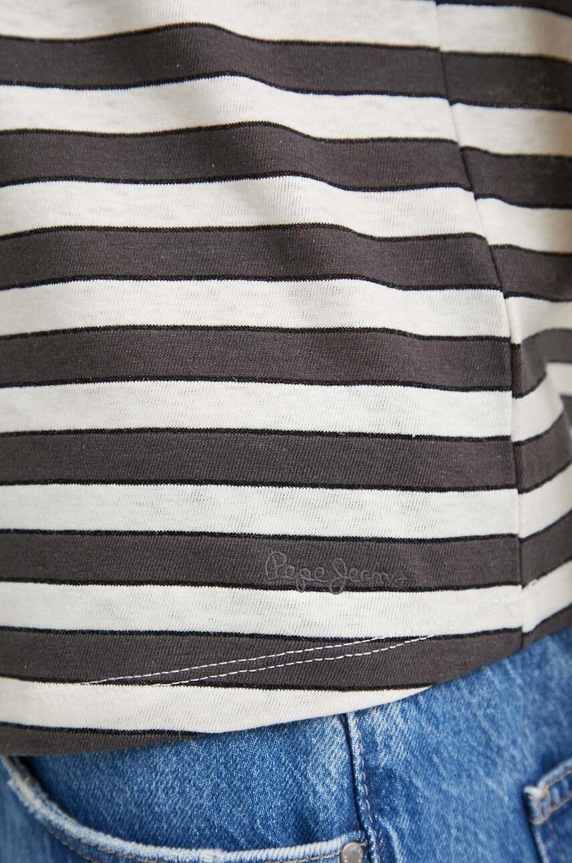 Tričko s prímesou ľanu Pepe Jeans KHLOE PL505835 sivá
