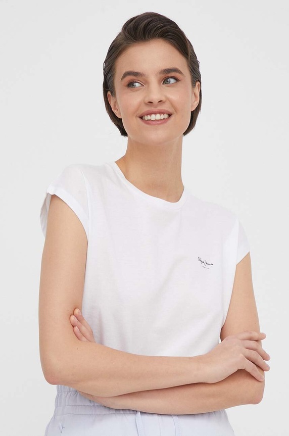 Bavlnené tričko Pepe Jeans LORY potlač biela PL505853