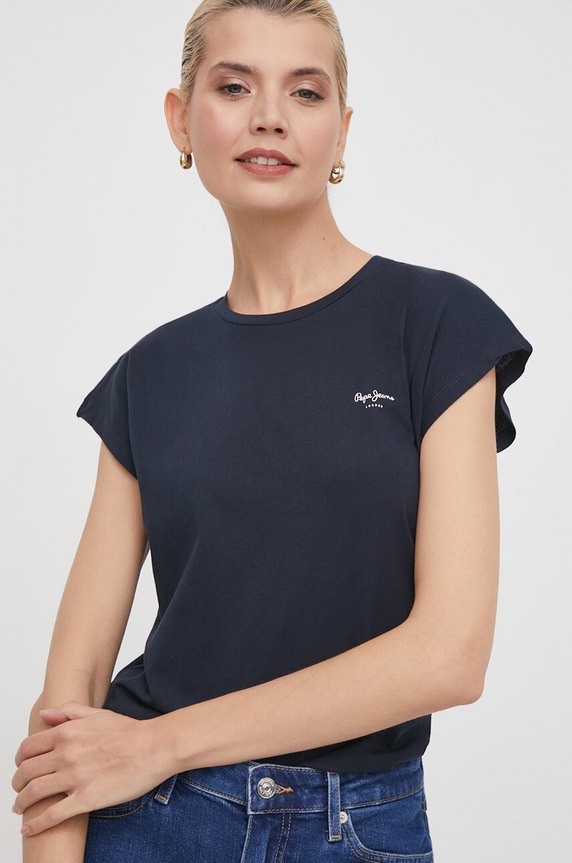 Pepe Jeans t-shirt bawełniany LORY nadruk granatowy PL505853