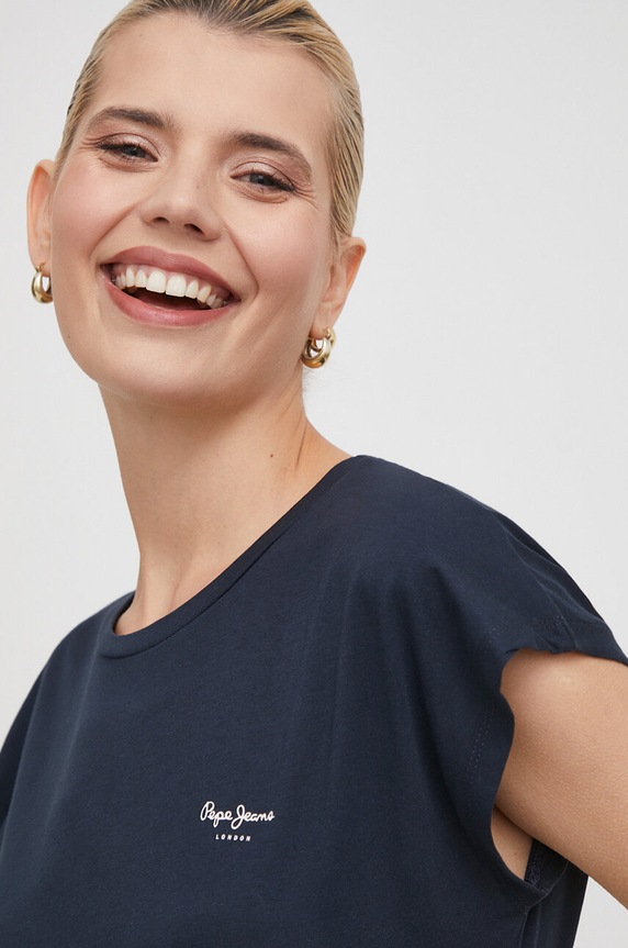 Pepe Jeans t-shirt bawełniany LORY granatowy PL505853