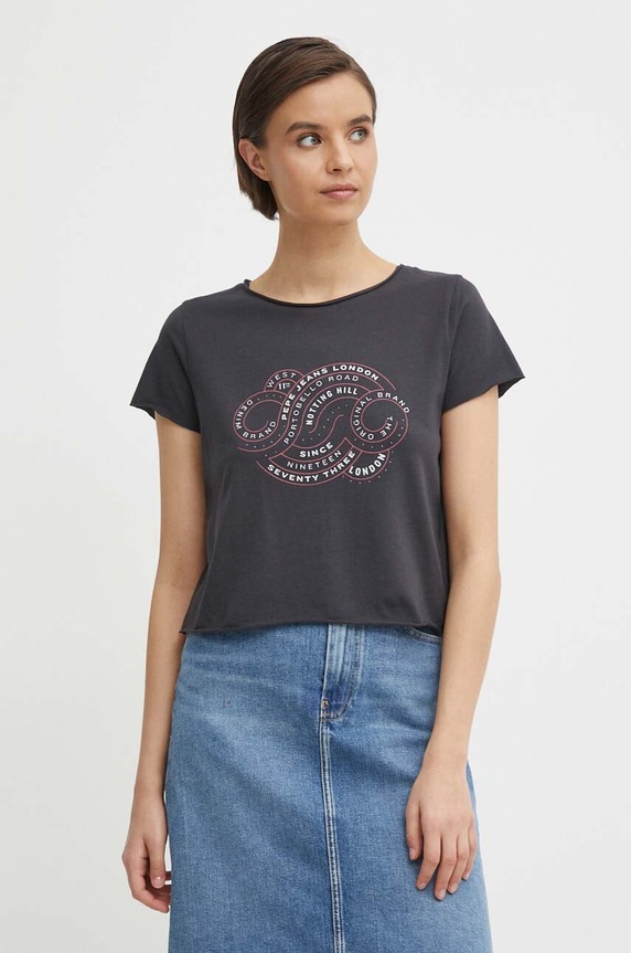 Pepe Jeans tricou din bumbac KENNA print gri PL505857