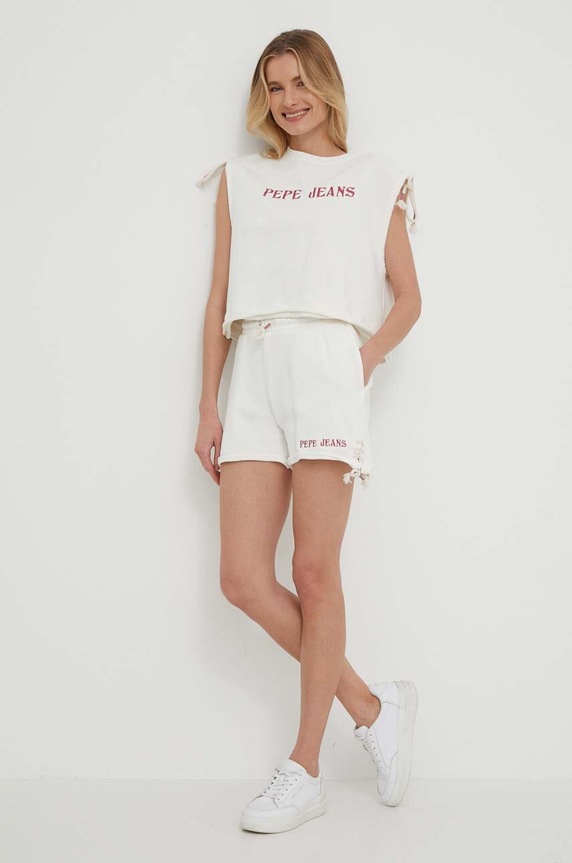 Pepe Jeans top din bumbac Kendall PL581424 bej SS24