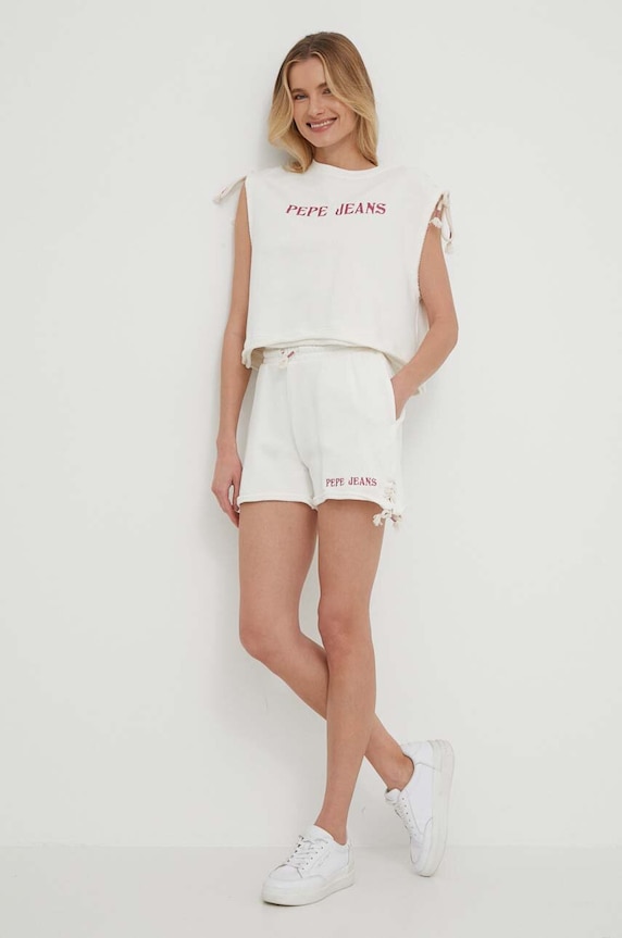 Pepe Jeans top din bumbac Kendall PL581424 bej SS24