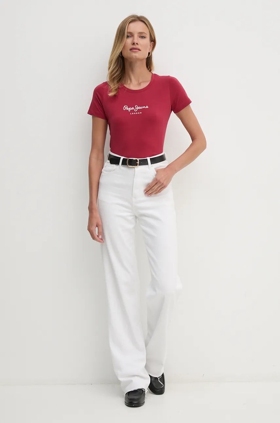 Pepe Jeans t-shirt NEW VIRGINIA SS N PL505202 burgundia AW25