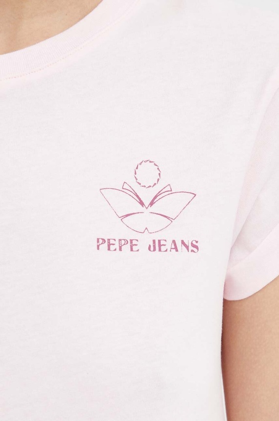 Βαμβακερό μπλουζάκι Pepe Jeans KAYLA PL505823 ροζ