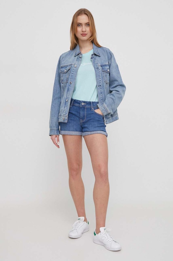 Bavlnené tričko Pepe Jeans LORETTE PL505827 tyrkysová SS24
