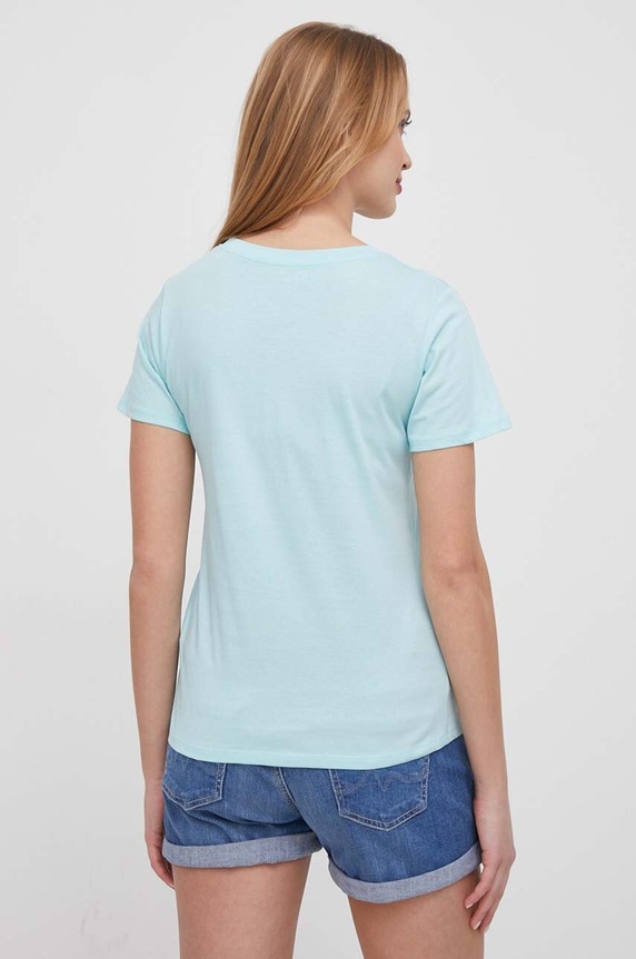 Oblečenie Bavlnené tričko Pepe Jeans LORETTE PL505827 tyrkysová