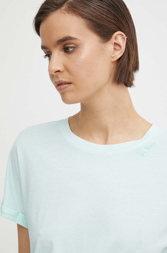 Bavlnené tričko Pepe Jeans LIU tyrkysová PL505832