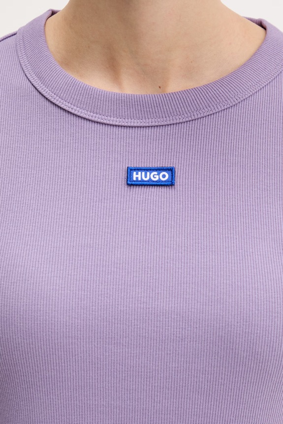HUGO Blue tricou pentru femei din bumbac cu elastan Baby Tee_B 50510749 violet