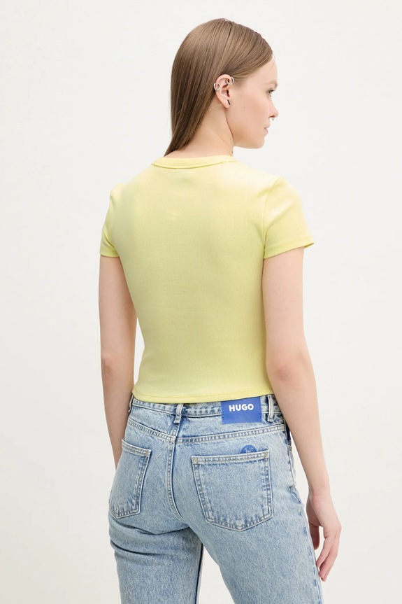 Abbigliamento HUGO Blue t-shirt da donna in cotone con elastan Baby Tee_B 50510749 giallo